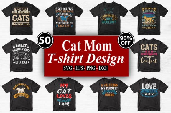 Cat Mom Typography T-shirt Design Bundle Review