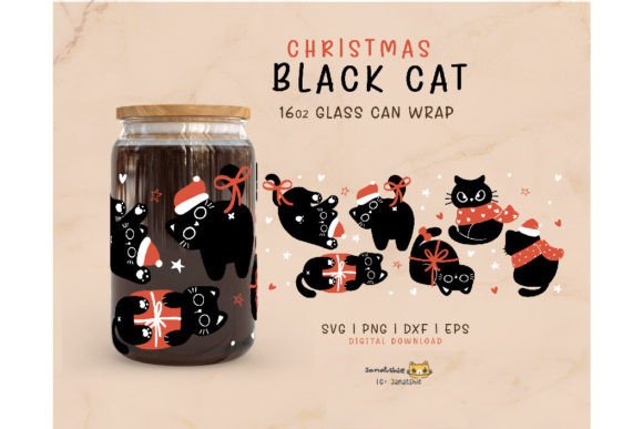 Christmas Black Cats Glass Can Wrap SVG Review