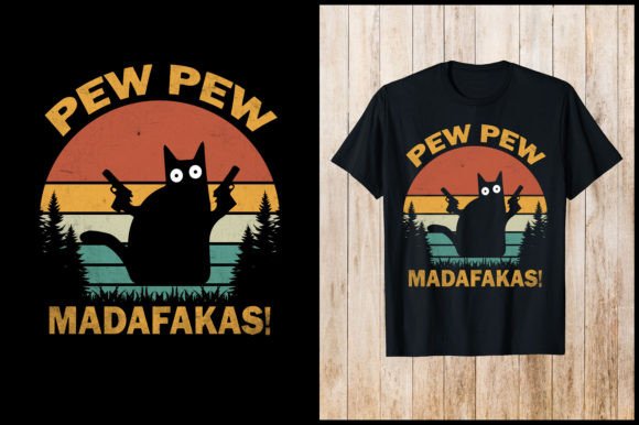 Pew Pew Madafakas Retro Cat T-Shirt Design Review