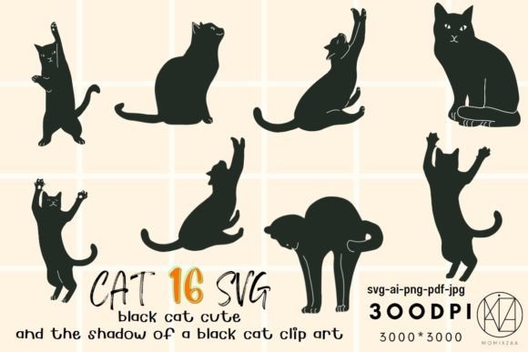 The Black Cat is Cute and the Shadow SVG